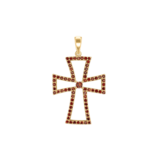 Sterling Silver Cross Pattée Pendant with Cubic Zirconia (33 x 20 mm)