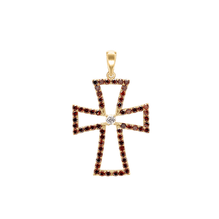 Sterling Silver Pattée Cross Pendant with Cubic Zirconia (45 x 28 mm)