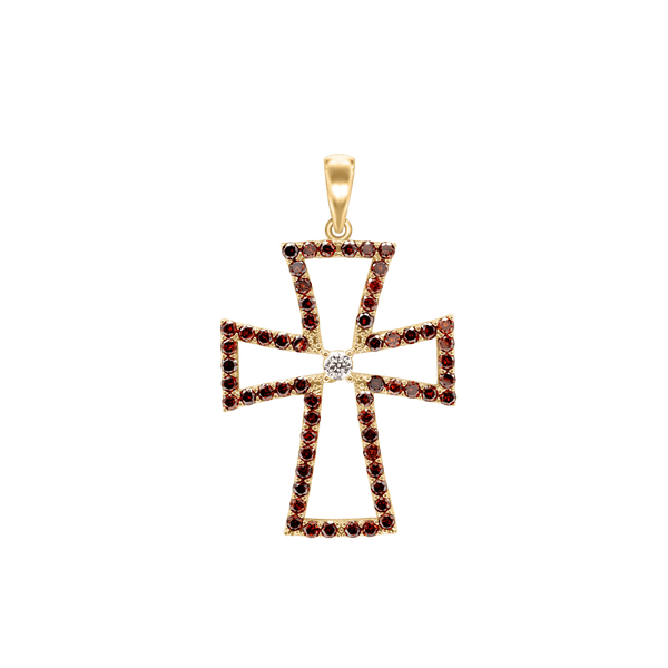 Sterling Silver Pattée Cross Pendant with Cubic Zirconia (45 x 28 mm)