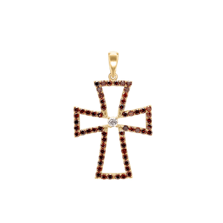 Sterling Silver Pattée Cross Pendant with Cubic Zirconia (45 x 28 mm)