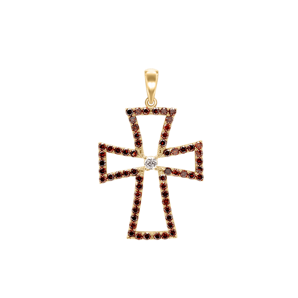 Sterling Silver Pattée Cross Pendant with Cubic Zirconia (45 x 28 mm)