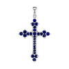 Sterling Silver Trinity Cross Pendant with Dark Blue Cubic Zirconia (50 x 30 mm)