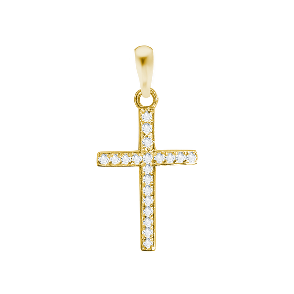 Sterling Silver Classic Cross Pendant with Cubic Zirconia (24 x 12 mm)