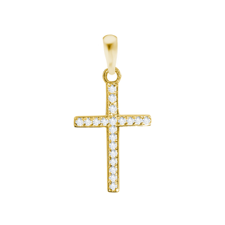 Sterling Silver Classic Cross Pendant with Cubic Zirconia (24 x 12 mm)