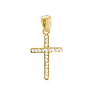 Sterling Silver Classic Cross Pendant with Cubic Zirconia (24 x 12 mm)