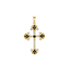 Sterling Silver Budded Cross Pendant with Brown Cubic Zirconia (44 x 26 mm)