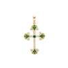 Sterling Silver Budded Cross Pendant with Green Cubic Zirconia (44 x 26 mm)