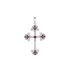 Sterling Silver Budded Cross Pendant with Pink Cubic Zirconia (44 x 26 mm)
