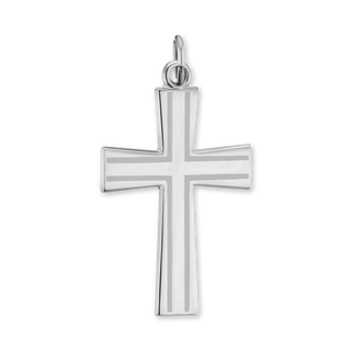 Sterling Silver Tapered Cross Pendant with Black Enamel (37 x 20 mm)