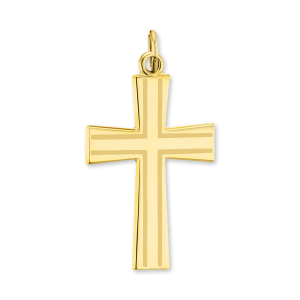 Sterling Silver Tapered Cross Pendant with Black Enamel (37 x 20 mm)