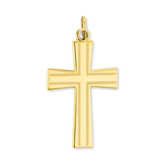 Sterling Silver Tapered Cross Pendant with Black Enamel (37 x 20 mm)