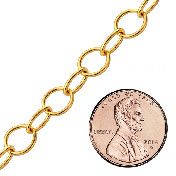 Bulk / Spooled Round Link Cable Chain in 14K Gold-Filled (7.30 mm)