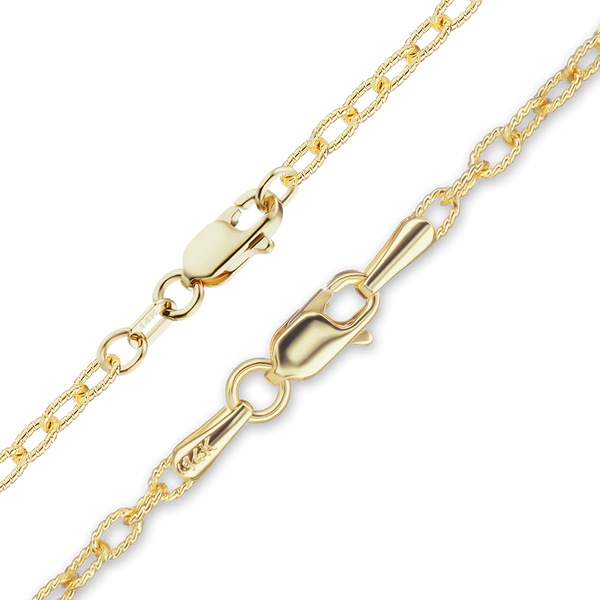 Finished Textured Cable Necklace in 14K Yellow Gold (1.90 mm - 2.30 mm)