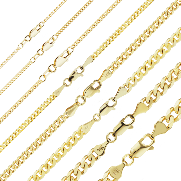 Finished Classic Curb Necklace in 18K Yellow Gold (1.23 mm - 6.00 mm)