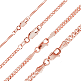 Finished Classic Curb Necklace in 14K Pink Gold (1.23 mm - 3.40 mm)