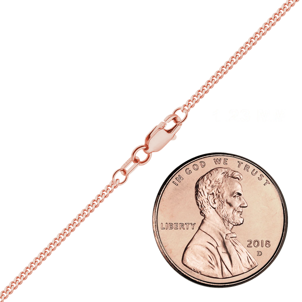 Finished Classic Curb Necklace in 14K Pink Gold (1.23 mm - 3.40 mm)