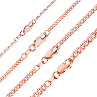 Finished Classic Curb Anklet in 14K Pink Gold (1.23 mm - 3.40 mm)