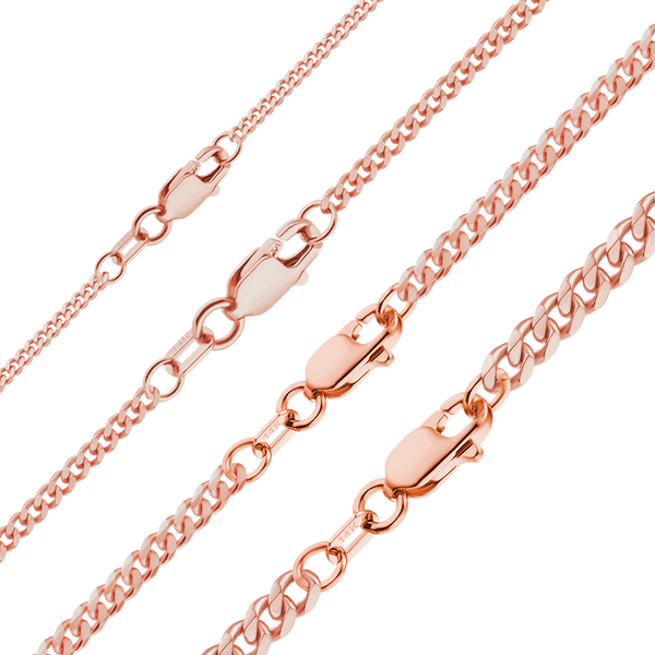 Finished Classic Curb Anklet in 14K Pink Gold (1.23 mm - 3.40 mm)