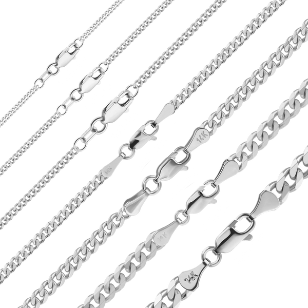 Finished Classic Curb Anklet in 14K White Gold (1.23 mm - 5.20 mm)