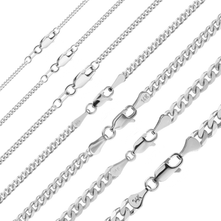 Finished Classic Curb Bracelet in 14K White Gold (1.23 mm - 5.20 mm)