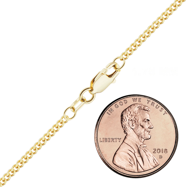 Finished Classic Curb Necklace in 18K Yellow Gold (1.23 mm - 6.00 mm)