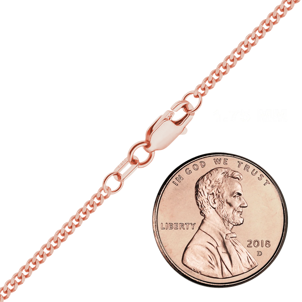 Finished Classic Curb Anklet in 14K Pink Gold (1.23 mm - 3.40 mm)