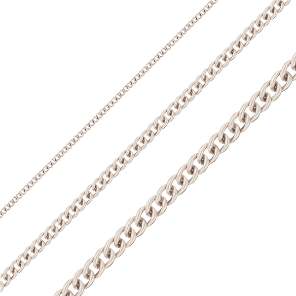 Bulk / Spooled Curb Chain in Platinum (1.00 mm - 2.70 mm)