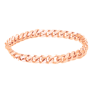 Solid Cuban Curb Chain Ring in 14K Pink Gold (Sizes 4-12) (2.4 mm - 3.4 mm)