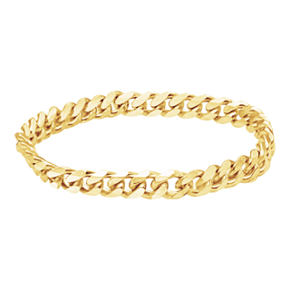 Solid Cuban Curb Chain Ring in 14K Yellow Gold (Sizes 4-12) (2.4 mm - 6.0 mm)