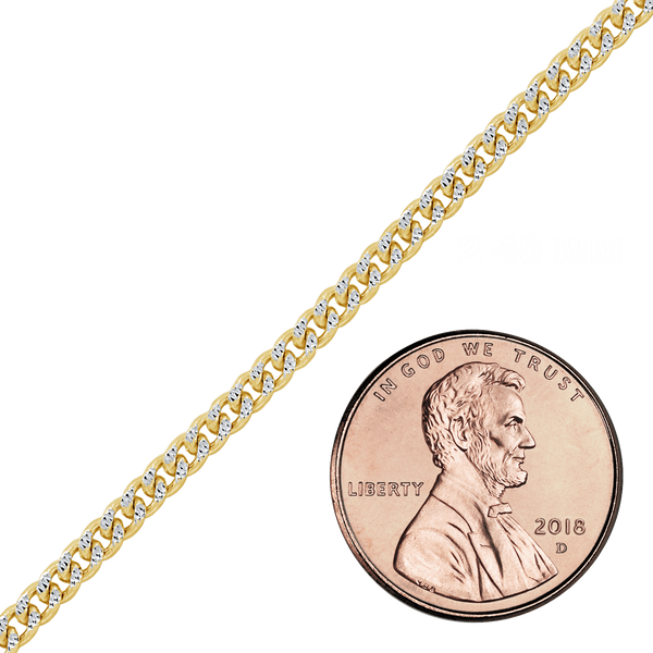 Bulk / Spooled Classic Curb Chain in 14K Two Tone Gold (2.40 mm - 3.40 mm)