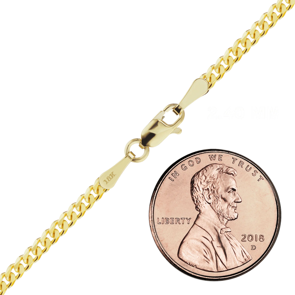 Finished Classic Curb Necklace in 18K Yellow Gold (1.23 mm - 6.00 mm)