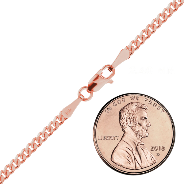 Finished Classic Curb Anklet in 14K Pink Gold (1.23 mm - 3.40 mm)