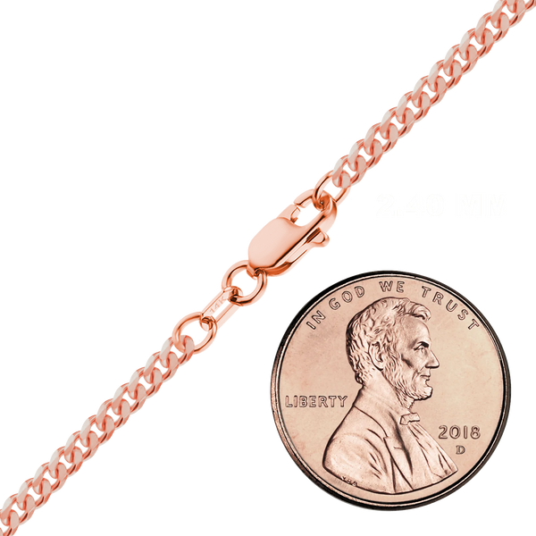 Finished Classic Curb Anklet in 14K Pink Gold (1.23 mm - 3.40 mm)