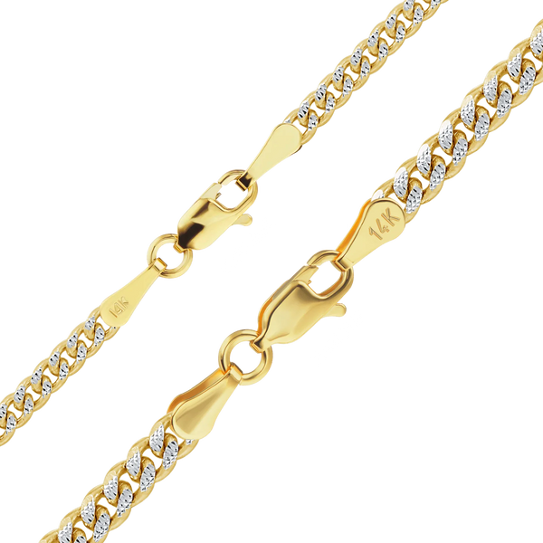 Finished Classic Curb Bracelet in 14K Two Tone Gold (2.40 mm - 3.40 mm)