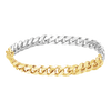 Solid Cuban Curb Chain Ring in 14K Two-Tone Gold (Sizes 4-12) (2.4 mm - 6.0 mm)