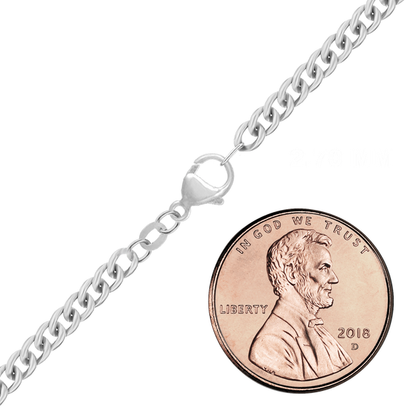 Finished Curb Chain in Platinum (1.00 mm - 2.70 mm)