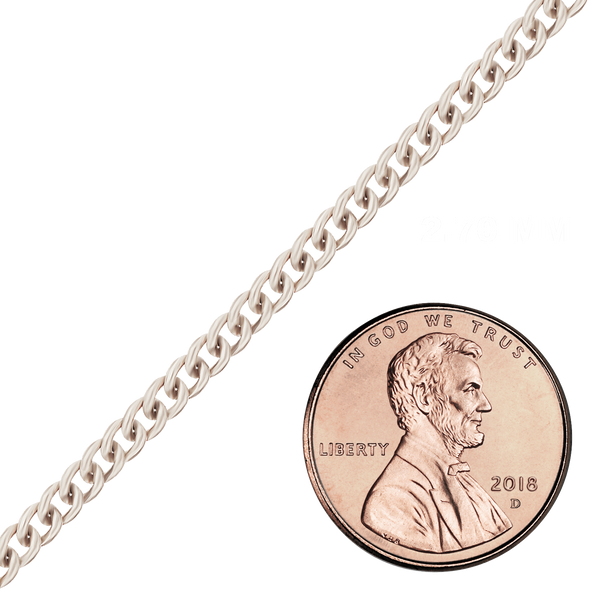 Bulk / Spooled Curb Chain in Platinum (1.00 mm - 2.70 mm)