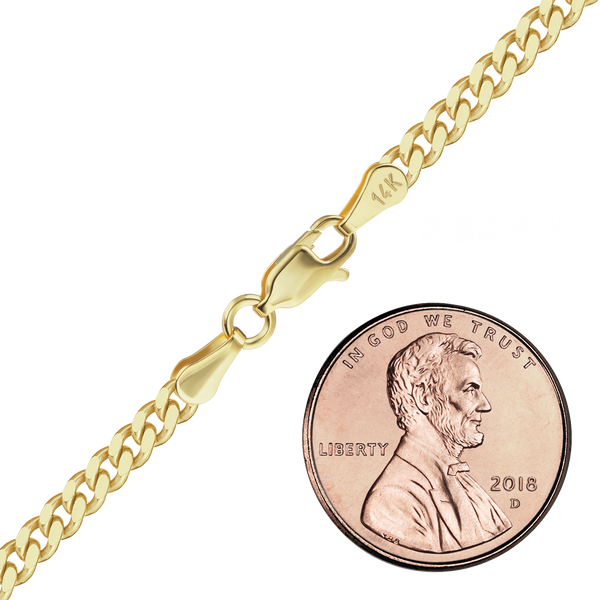 Finished Classic Curb Anklet in 14K Yellow Gold (1.23 mm - 11.00 mm)