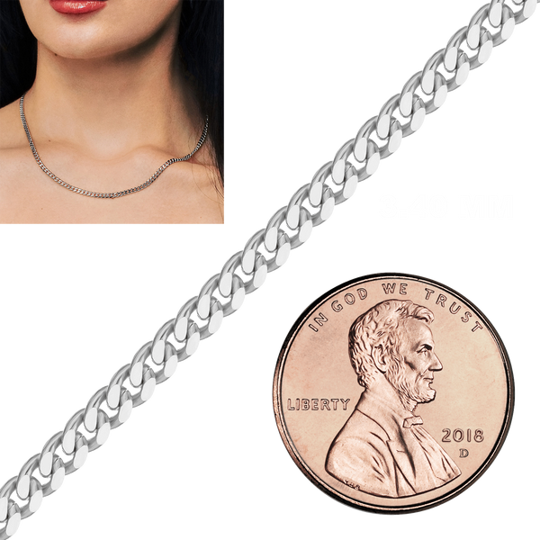 Bulk / Spooled Classic Curb Chain in 14K White Gold (1.23 mm - 5.20 mm)