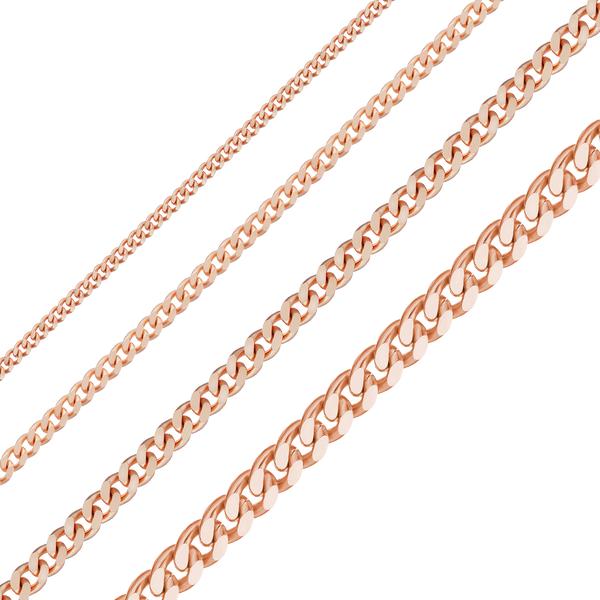 Bulk / Spooled Classic Curb Chain in 14K Pink Gold (1.23 mm - 3.40 mm)