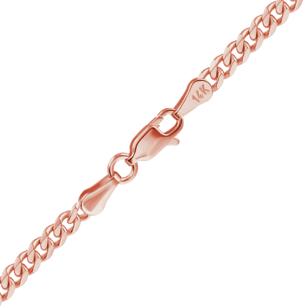Finished Classic Curb Anklet in 14K Pink Gold (1.23 mm - 3.40 mm)