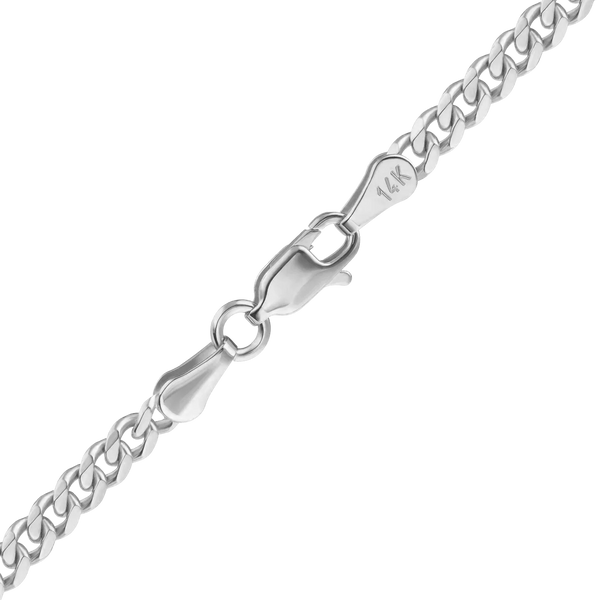 Finished Classic Curb Necklace in 14K White Gold (1.23 mm - 5.20 mm)