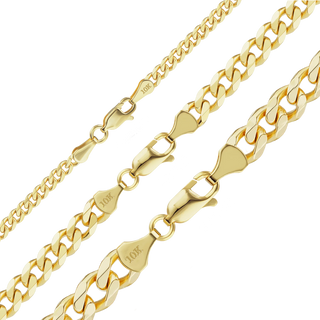 Finished Curb Necklace in 10K Yellow Gold (Cuban) (3.40 mm - 9.00 mm)