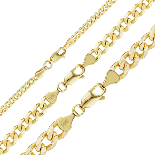 Finished Curb Necklace in 10K Yellow Gold (Cuban) (3.40 mm - 9.00 mm)