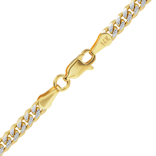 Finished Classic Curb Anklet in 14K Two Tone Gold (2.40 mm - 3.40 mm)