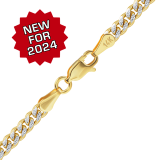 Finished Classic Curb Necklace in 14K Two Tone Gold (2.40 mm - 3.40 mm)