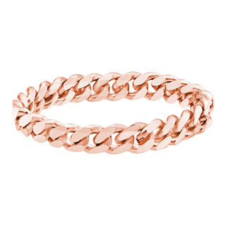 Solid Cuban Curb Chain Ring in 14K Pink Gold (Sizes 4-12) (2.4 mm - 3.4 mm)