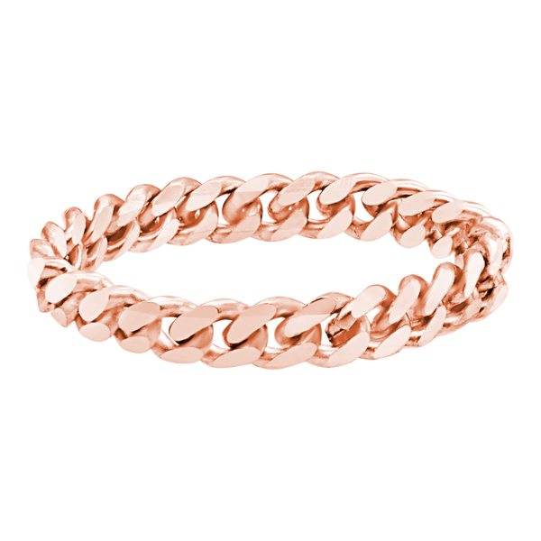 Solid Cuban Curb Chain Ring in 14K Pink Gold (Sizes 4-12) (2.4 mm - 3.4 mm)