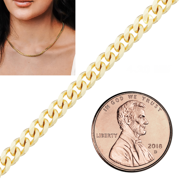 Bulk / Spooled Classic Curb Chain in 14K & 18K Yellow Gold (1.23 mm - 11.00 mm)