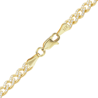 Finished Classic Curb Necklace with Pave Set Diamonds in 14K Yellow Gold (4.20 - 5.20 mm)